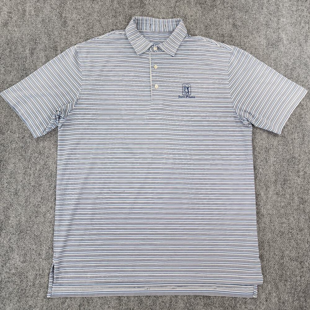 Peter Millar Shirt Mens XXL Blue White Stripe Polo Jasna Polana Performance Golf